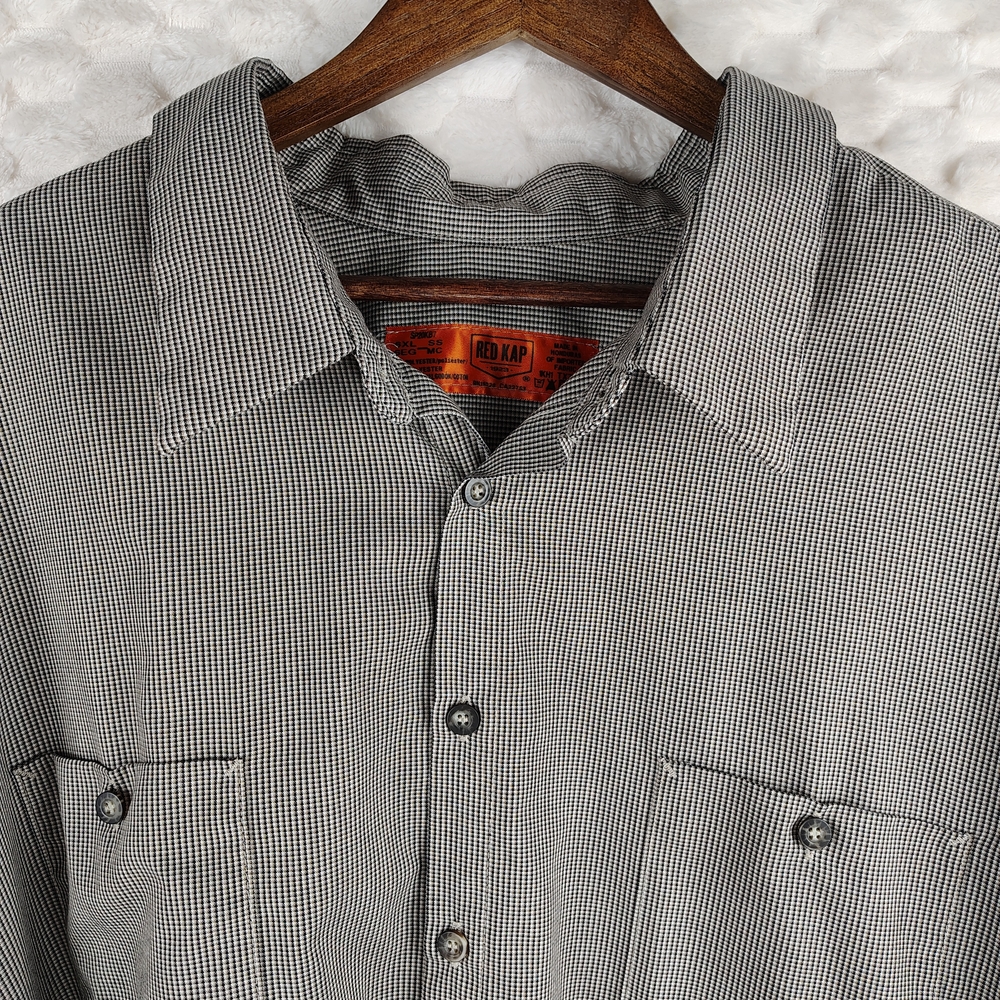 Red Kap Men's Black and White Gingham Short Sleeve Shirt Size 6XL